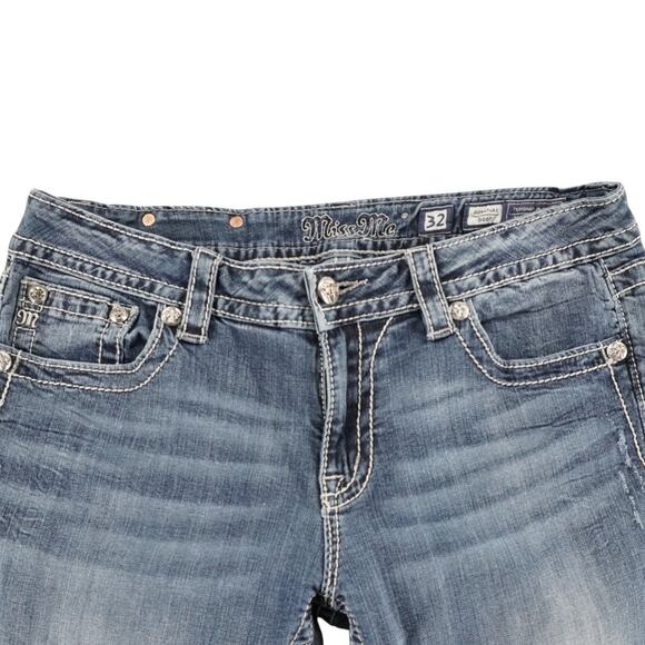 Miss Me Signature Bootcut Jeans Women’s Size 32 Embellished Fleur de Lis Pockets - Picture 3 of 8